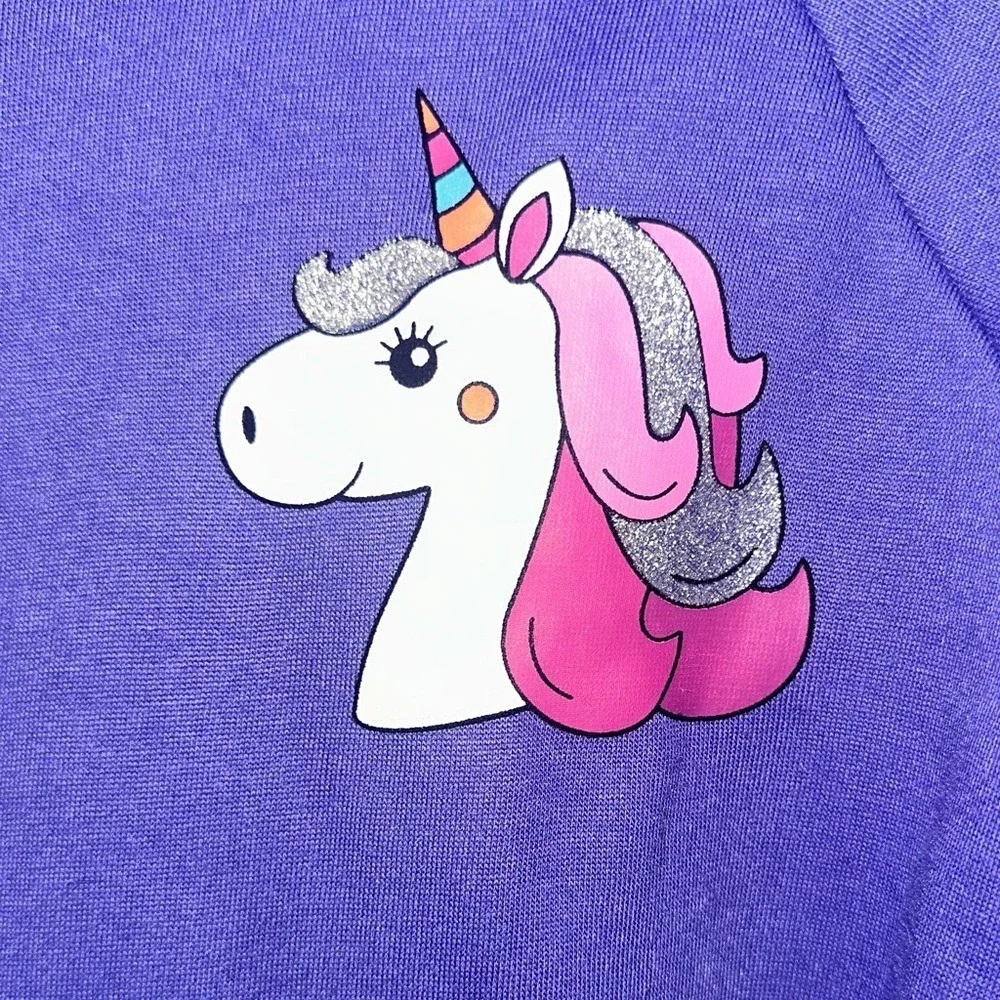 Bobbie Brooks Girls Purple Unicorn Hoodie Pink Sherpa Lined Hood Size L 10/12